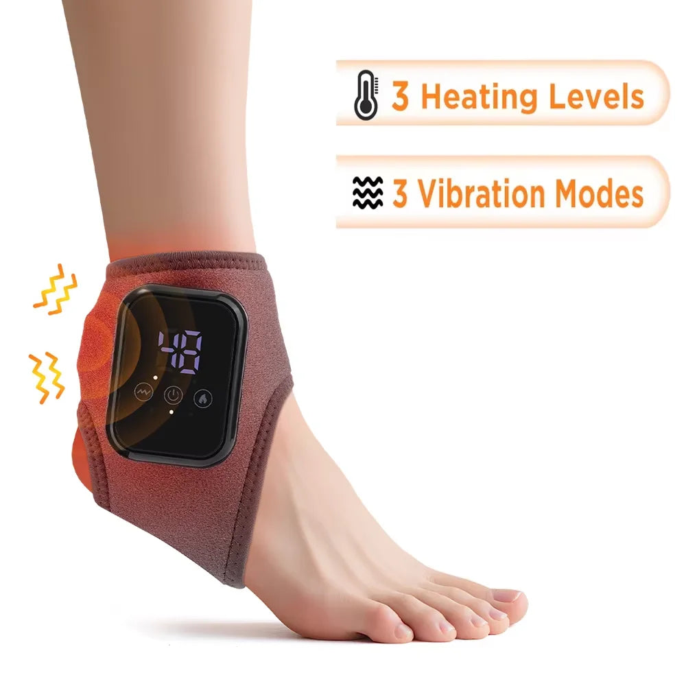 Massageador Portátil para Tornozelo e Pulso com Aquecimento Regulável e 3 Modos de Vibração