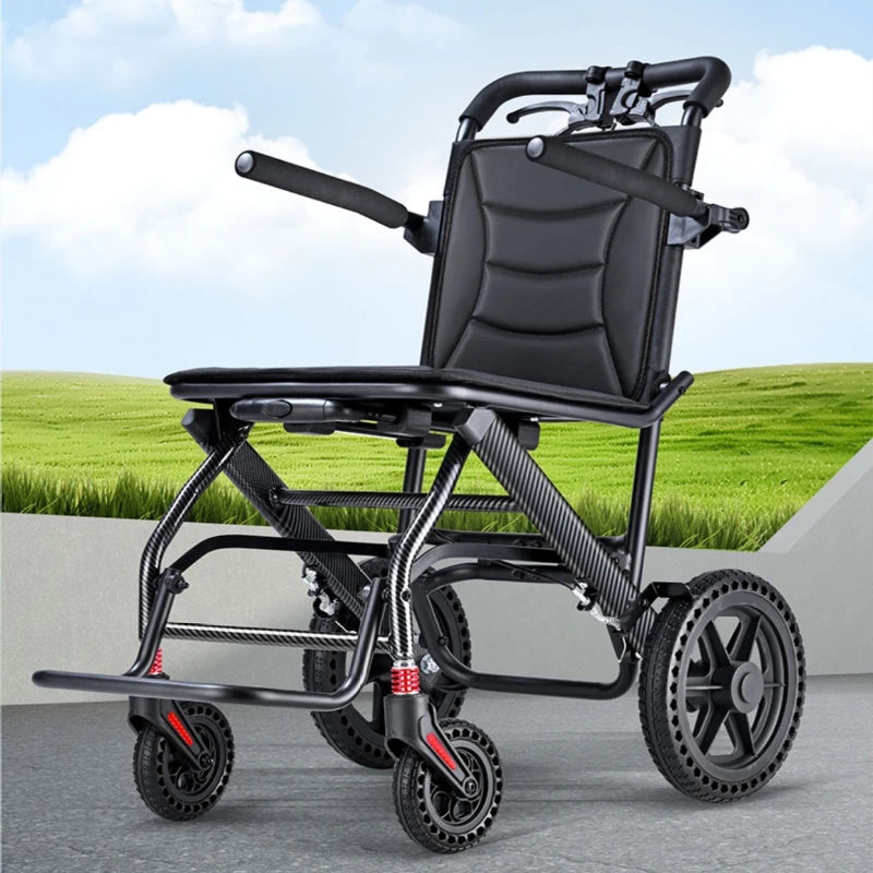 Cadeira de Rodas Dobrável Ultra Leve para Viagem | Travões de Segurança | Suspensão Anti-Impacto | Compacta e Portátil