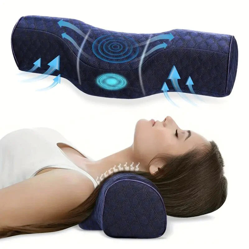 Almofada Cervical com Massageador para Alívio do Desconforto no Pescoço