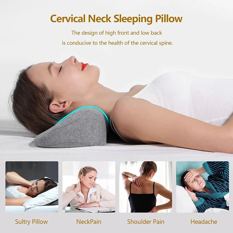 Almofada Cervical Ergonómica de Espuma de Memória | Suporte para Dormir de Lado, Costas e Barriga