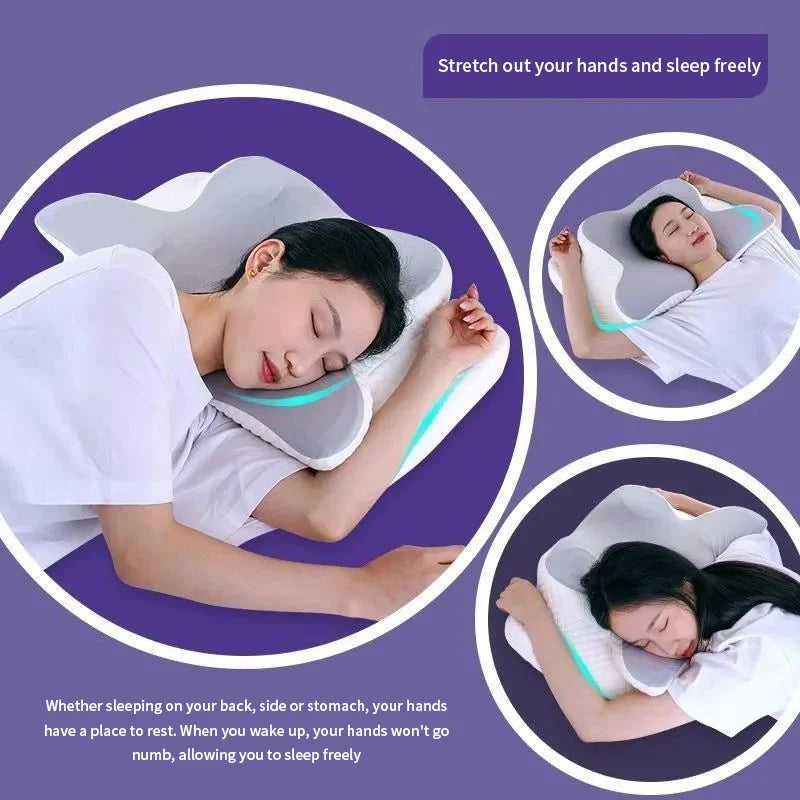 Almofada Cervical de Memória em Borboleta | Retorno Lento e Suporte Cervical para Dormir