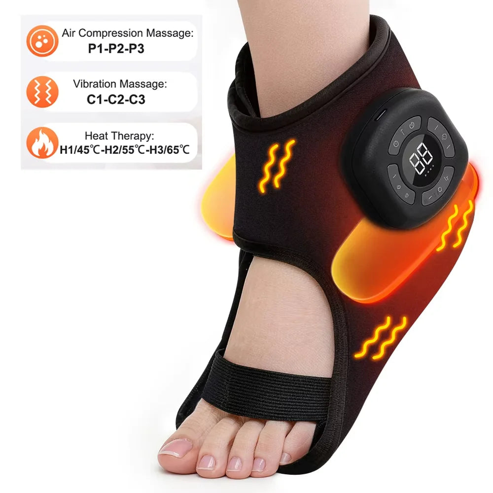 Massageador Portátil para Tornozelo e Pulso com Aquecimento Regulável e 3 Modos de Vibração