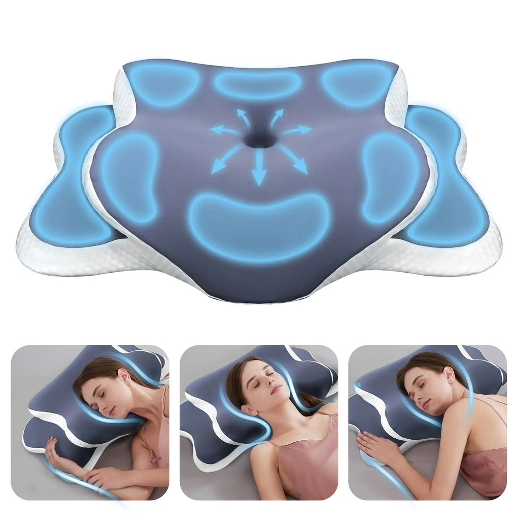 Almofada Cervical de Espuma de Memória com Contorno | Alívio da Dor no Pescoço para Todas as Posições