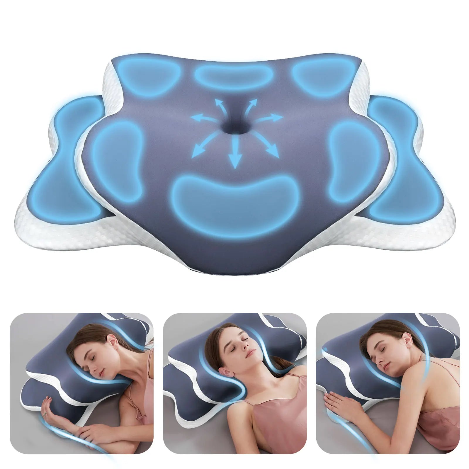 Almofada Cervical de Espuma de Memória com Contorno | Alívio da Dor no Pescoço para Todas as Posições