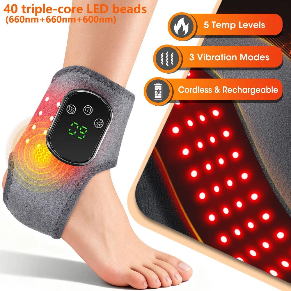 Massageador Portátil para Tornozelo e Pulso com Aquecimento Regulável e 3 Modos de Vibração