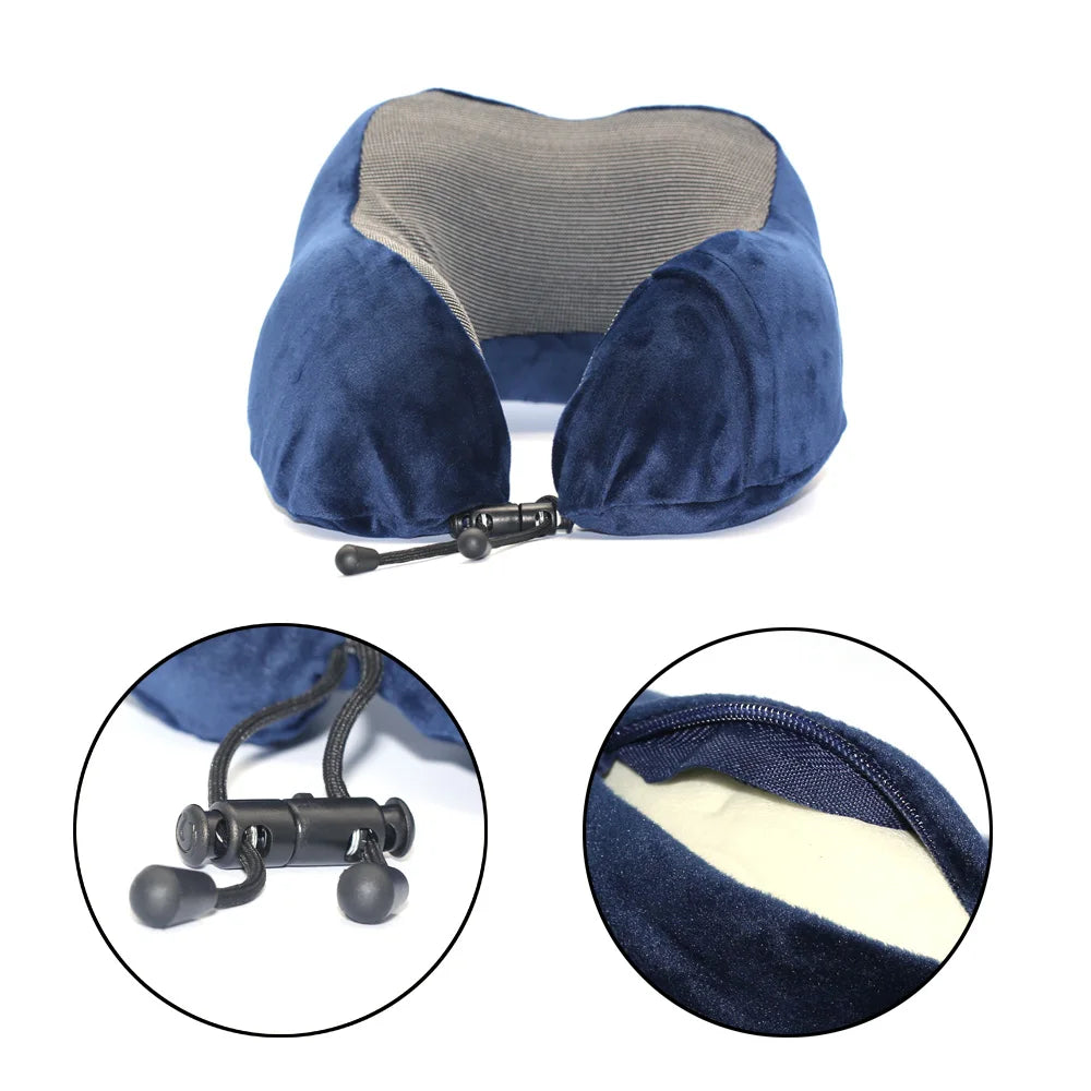 Almofada Cervical em Espuma de Memória em U | Conforto e Suporte para Viagem
