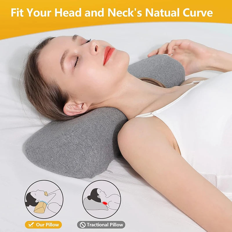 Almofada Cervical Ergonómica de Espuma de Memória | Suporte para Dormir de Lado, Costas e Barriga