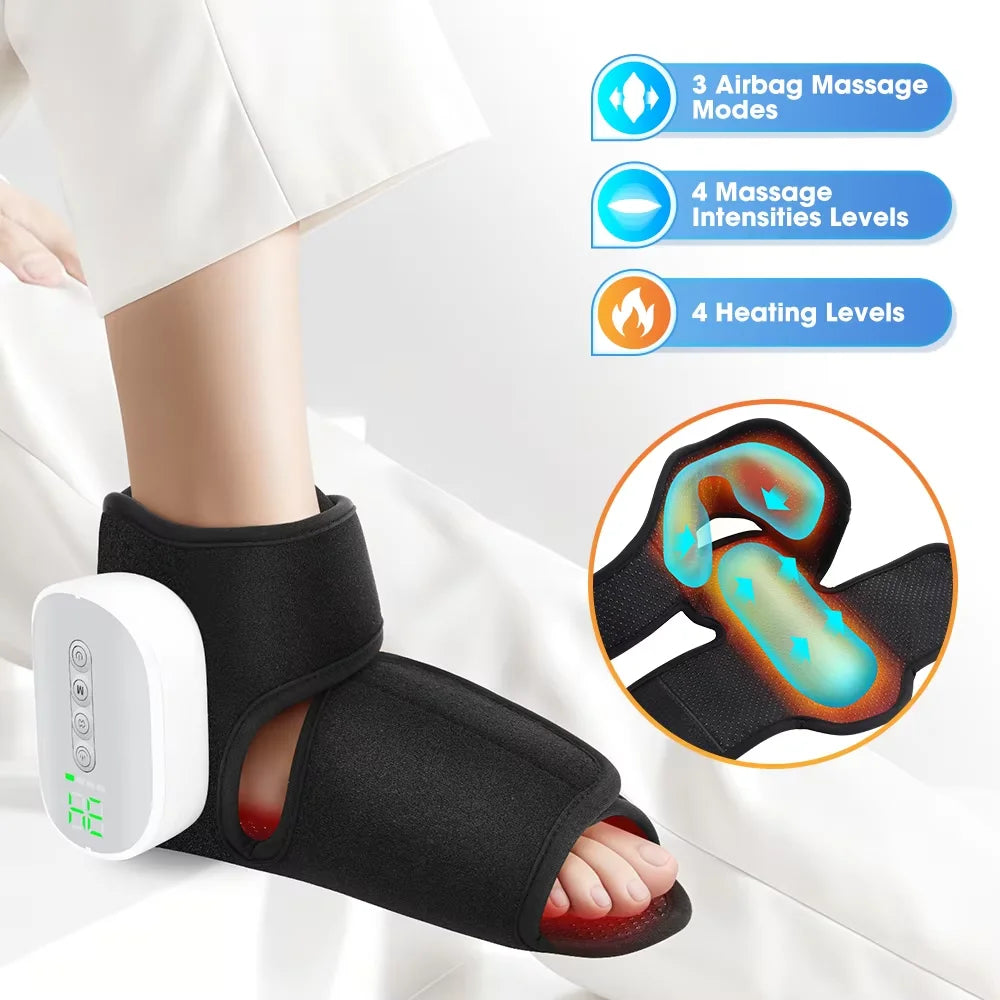 Massageador Portátil para Tornozelo e Pulso com Aquecimento Regulável e 3 Modos de Vibração