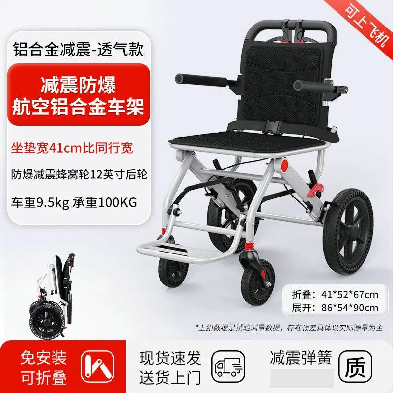 Cadeira de Rodas Manual Dobrável Portátil | Compacta para Viagens