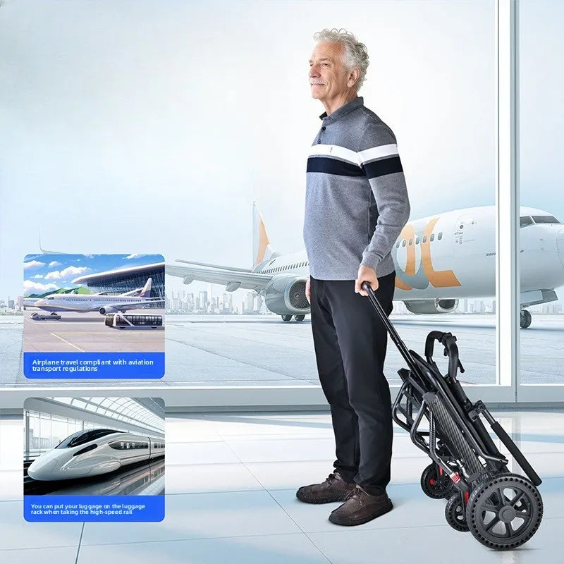 Cadeira de Rodas Dobrável Ultra Leve para Viagem | Travões de Segurança | Suspensão Anti-Impacto | Compacta e Portátil