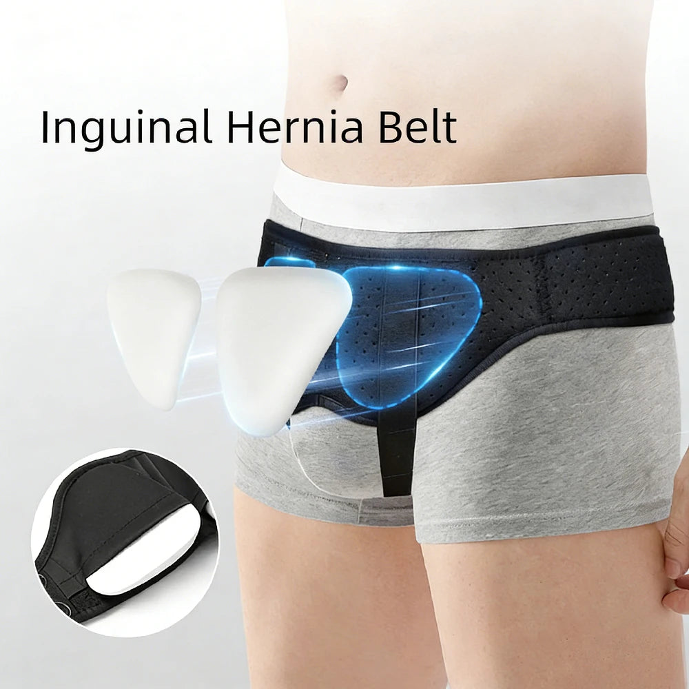 Cinto Ortopédico Ajustável para Hérnia Inguinal com 2 Almofadas de Compressão | Suporte Confortável para Homem e Mulher
