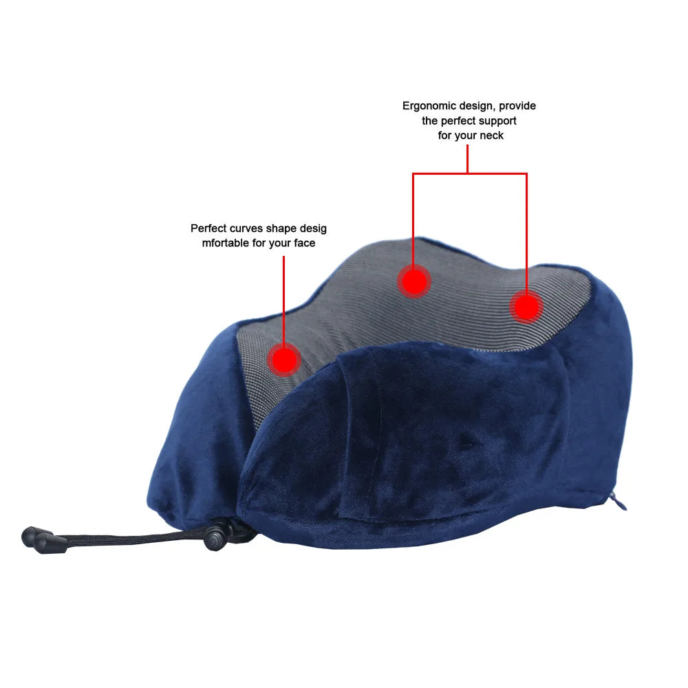 Almofada Cervical em Espuma de Memória em U | Conforto e Suporte para Viagem