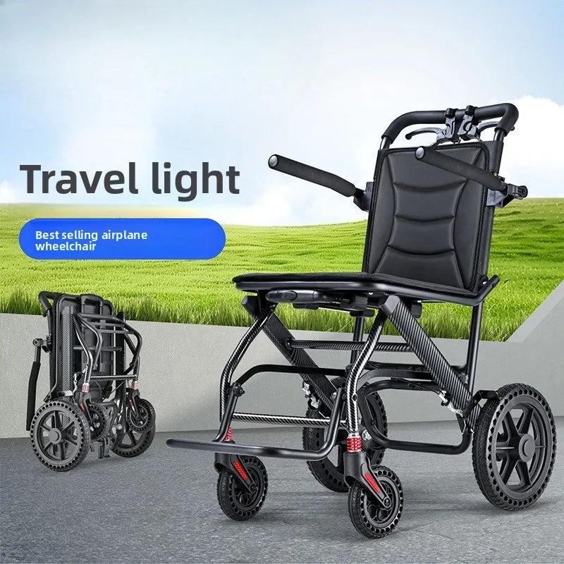 Cadeira de Rodas Dobrável Ultra Leve para Viagem | Travões de Segurança | Suspensão Anti-Impacto | Compacta e Portátil