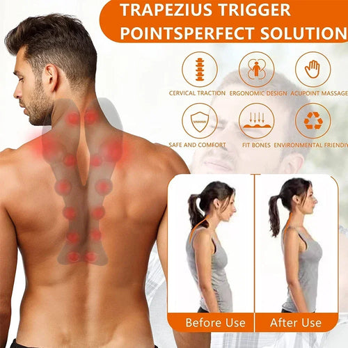Alongador Cervical Ergonómico com Pontos de Massagem | Alívio da Tensão no Pescoço, Ombros e Coluna Cervical