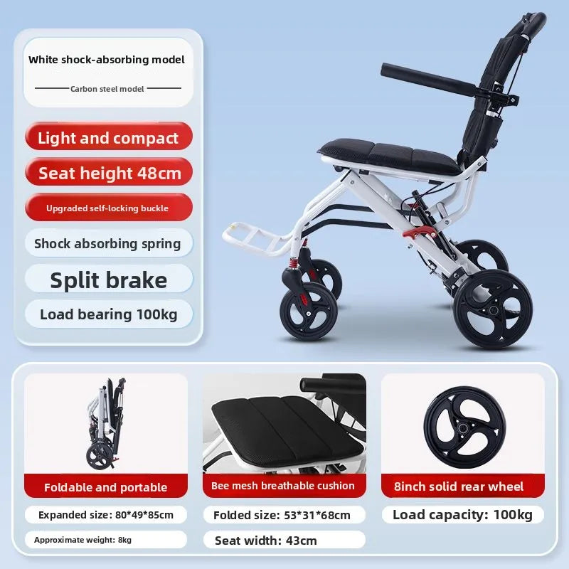 Cadeira de Rodas Manual Dobrável Portátil | Compacta para Viagens