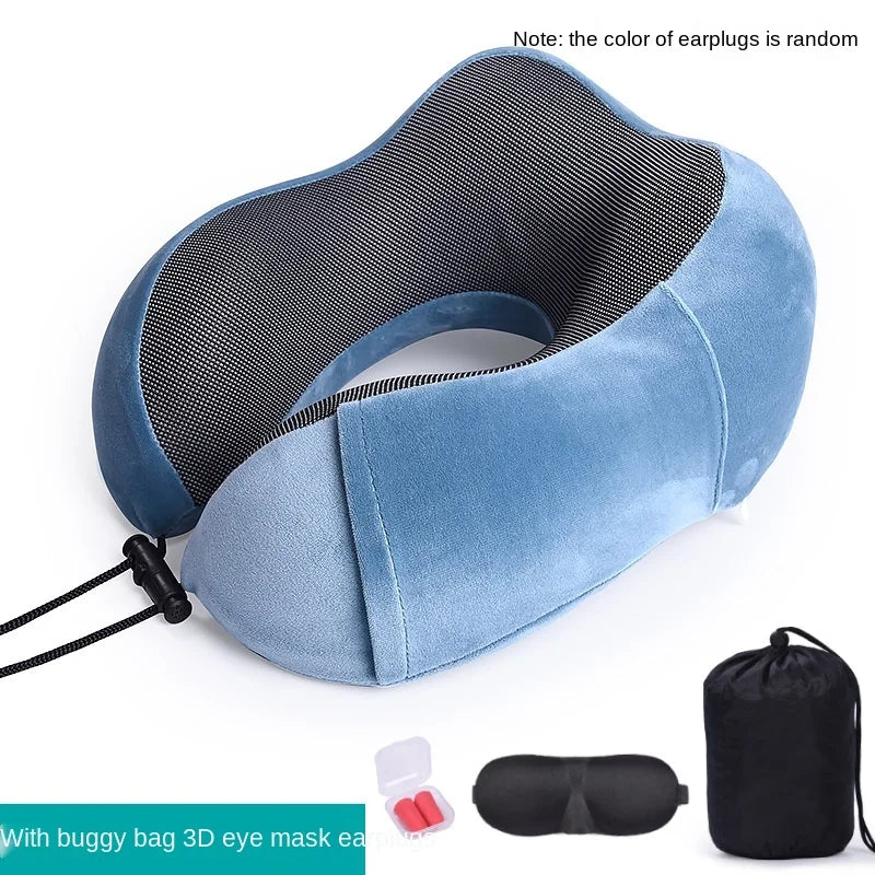 Almofada Cervical em Espuma de Memória em U | Conforto e Suporte para Viagem