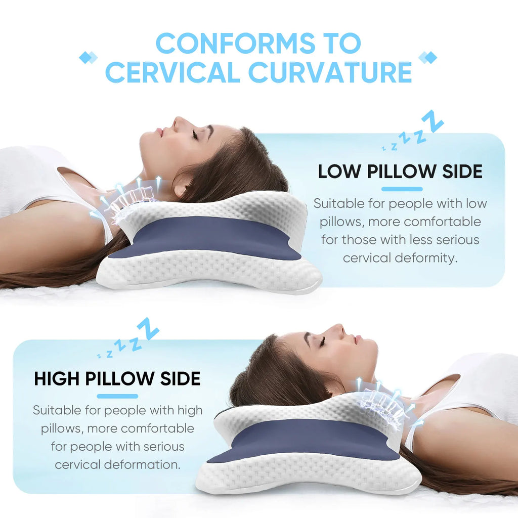 Almofada Cervical de Espuma de Memória com Contorno | Alívio da Dor no Pescoço para Todas as Posições