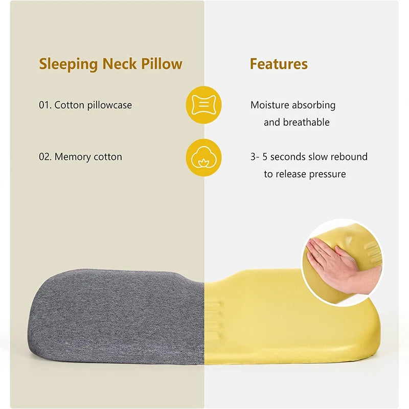 Almofada Cervical Ergonómica de Espuma de Memória | Suporte para Dormir de Lado, Costas e Barriga