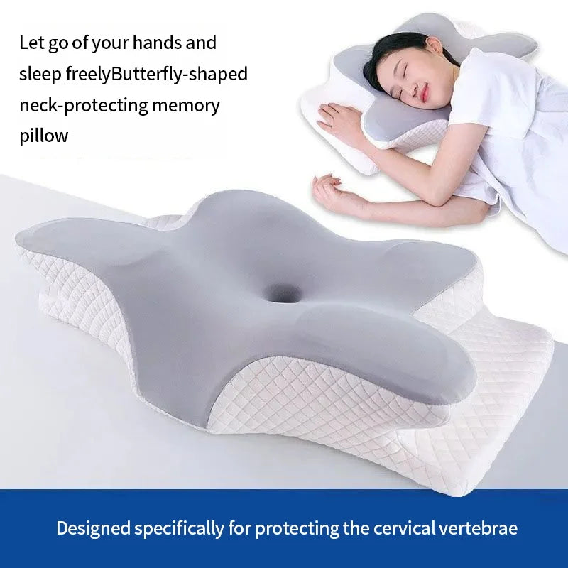 Almofada Cervical de Memória em Borboleta | Retorno Lento e Suporte Cervical para Dormir