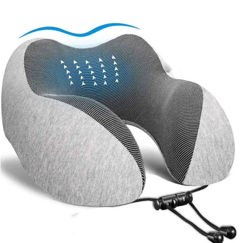 Almofada Cervical em Espuma de Memória em U | Conforto e Suporte para Viagem