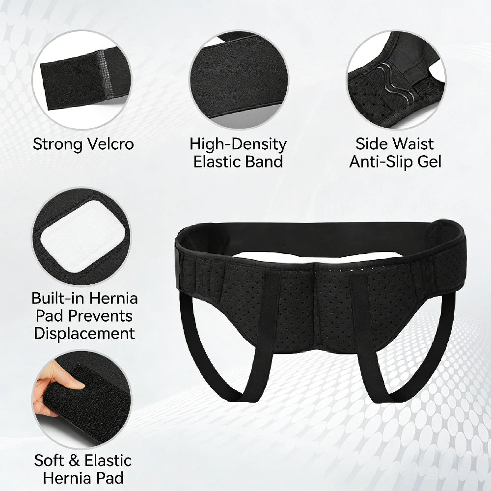 Cinto Ortopédico Ajustável para Hérnia Inguinal com 2 Almofadas de Compressão | Suporte Confortável para Homem e Mulher